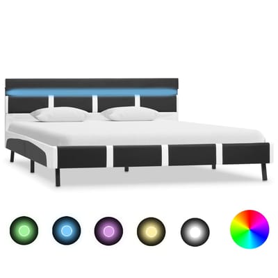 vidaXL - Bedframe - met - LED - kunstleer - grijs - 120x200 - cm
