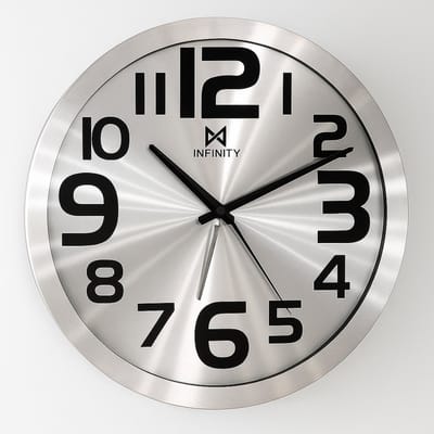 Regentech Wandklok Stainless Steel Look - Stil Uurwerk - Automatische Secondewijzer - 30 Cm Diameter