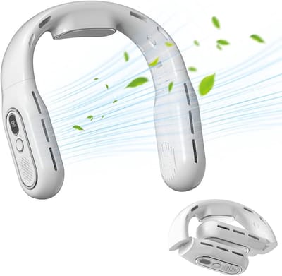 Nekventilator - Nek Ventilator - met Koeling - Opvouwbaar - Met Digitaal Scherm - Gekoeld en Draagbaar - Neck Fan - Draagbare Nek Ventilator - USB - Oplaadbare Bladeless Fan - Draagbare Nekkoeler - Wit