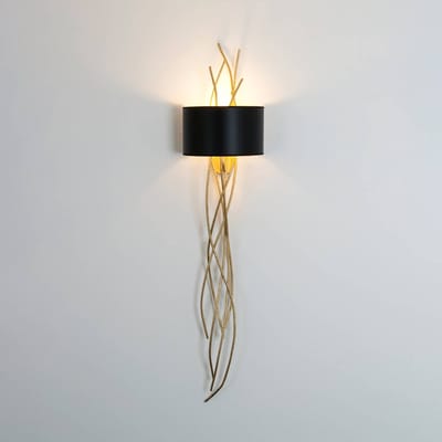 Holländer Elba lungo wandlamp, goud/zwart, hoogte 144 cm, ijzer