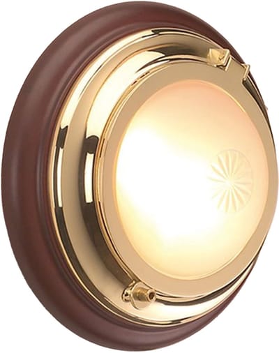Licht-Erlebnisse - Legno - LED - Wandlamp - 3000K - 809lm - van - Messing glas hout - in - Messing lackiert Transparant Holz