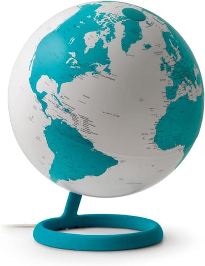 Decoratieve Wereldbol - Aardrijkskunde Model - Educatief Decoratie - Noords Design Verlichting - Diameter 30 cm - Saffierblauw
