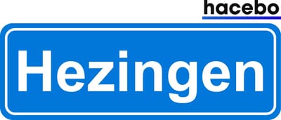 Hacebo - Plaatsnaam Sticker - 29x10 CM - Hezingen sticker - Verkeersborden sticker - grappige cadeaus - Hezingen
