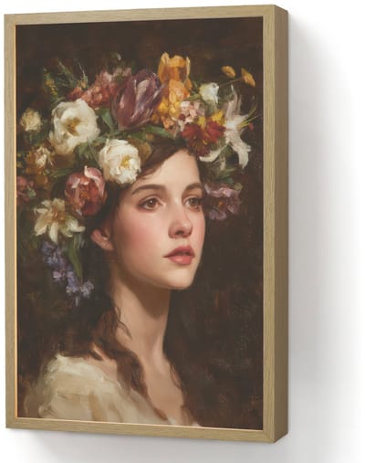 Wandlamp 40x60 cm - Oplaadbaar - Portret - Vrouw - Bloemen - Wandlampen binnen woonkamer - Slaapkamer lamp - Decoratieve nachtlamp - Vloerlamp draadloos