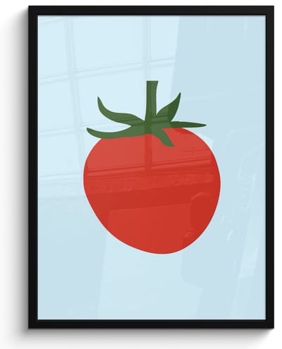 Poster in lijst - Fotolijst 50x70 cm - Posters - Rood - Tomaat - Groente - Posterlijst zwart - Decoratie - Wanddecoratie woonkamer - Muurdecoratie slaapkamer