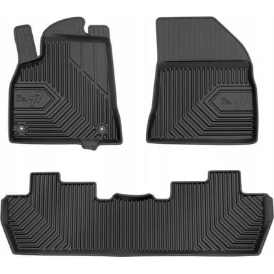 Frogum No.77 Luxe Rubberen Automatten Set - Geschikt voor PEUGEOT 5008 I (2009-2017) - 3-delig (Achtermat uit één stuk) - Perfecte Pasvorm - Geurloos TPE - 4 cm Hoge Rand - Zwart