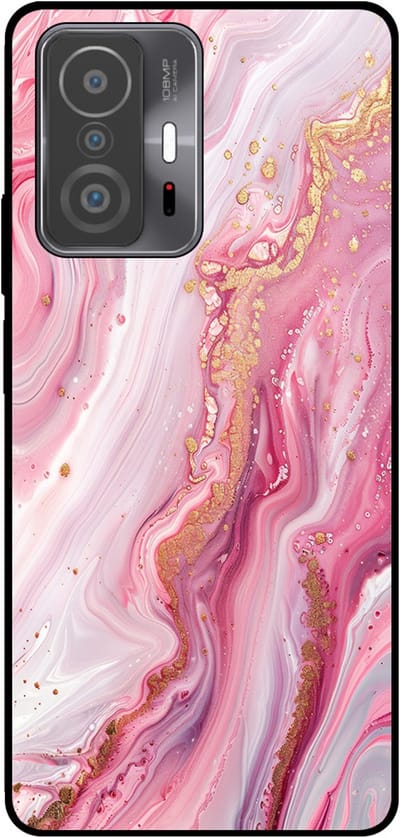 Smartphonica Telefoonhoesje Geschikt voor Xiaomi 11T / 11T Pro met marmer opdruk - TPU backcover case marble design - Roze geschikt voor Xiaomi 11T;Xiaomi 11T Pro