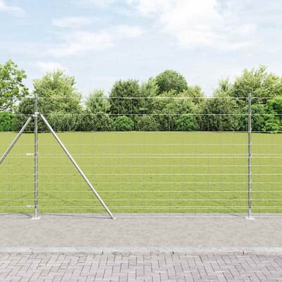 vidaXL - Gelast - Draadhek - met - Betonnen - Basis - 25 - x - 1,4 - m - Zilverkleurig