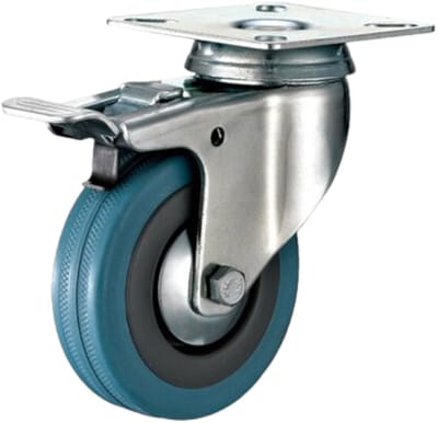 Domino® Zwenkwielen 50 mm Grijs - Maximale Belasting 40kg - Draaiende plaat Met Rem - Rubberen Wiele - Reservewielen Meubelroller Meubelwielen Wieltjes Zwaarlastwiele Trolleywielen