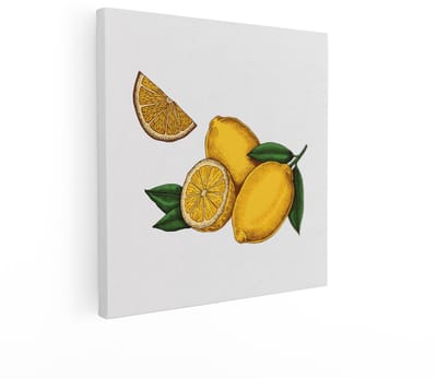 Artaza Canvas Schilderij Citroenen - 40x40 cm - Wanddecoratie Vintage Keuken - Muurdecoratie Fruit - Schilderijen Op Canvas - Geel