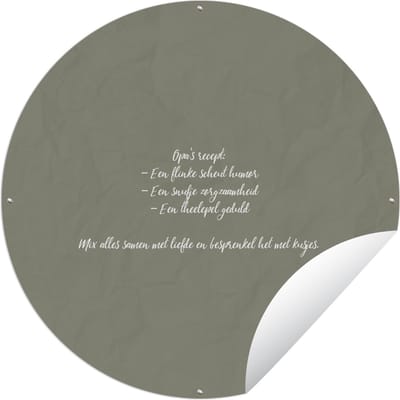 Tuincirkel Keuken - Spreuken - Opa's Recept - Opa - Quotes - 60x60 cm - Ronde Tuinposter - Buiten