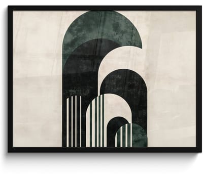 Poster in lijst - Fotolijst 70x50 cm - Posters - Bogen - Donkergroen - Lijnen - Posterlijst zwart - Decoratie - Wanddecoratie woonkamer - Muurdecoratie slaapkamer