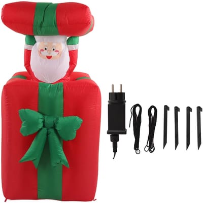 1,5 m/4,92 pieds Noël Gonflable Lumineux Père Noël Décoration Extérieure Gonflable Père Noël Ascendant avec Cadeau