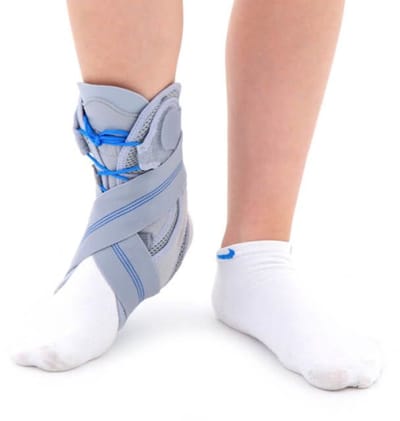 Reh4Mat Kinder Enkelbrace Figure-8 – Veterbrace met Baleinen – Enkelband Blessure & Verzwikking - 1 - Universeel - Grijs
