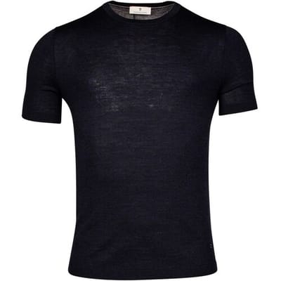 Thomas Maine Trui Fine Merino Crew Neck Short Sleeve Single Knit Navy / male