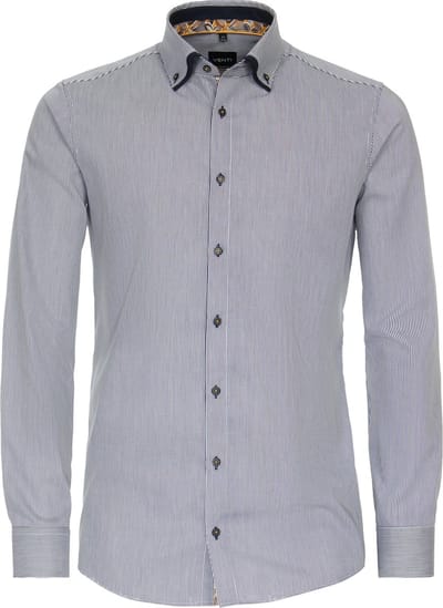 VENTI modern fit overhemd - twill - blauw gestreept - Strijkvriendelijk - Boordmaat: 40 (EU maat: M)
