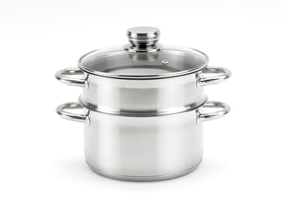 Relance Stoompan 18 cm – RVS Stoomkoker 3-delig met Glazen Deksel – PFAS-vrij – Inductie – Vaatwasserbestendig