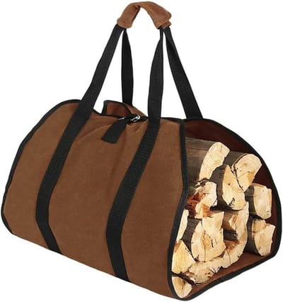 Brandhout Opbergtas - Hout Drager - Open Haard Gebruik - Weerbestendig Materiaal - 46 x 98 cm - Bruin