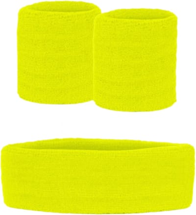 Zweetbandjes - Neon geel - Set - 3dlg.