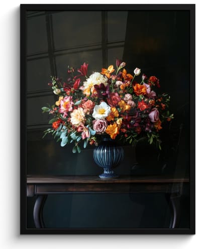 Poster in lijst - Fotolijst 50x70 cm - Posters - Groot - Bloemen - Vaas - Boeket - Posterlijst zwart - Decoratie - Wanddecoratie woonkamer - Muurdecoratie slaapkamer
