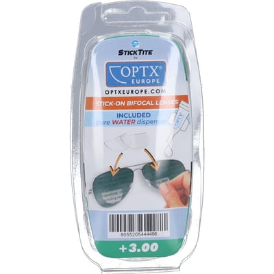 Sticktite 2 herplakbare stick-on bifocale leeslenzen groot - 32 mm sterkte +3.00