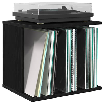 vidaXL - Vinyl - Platen - Opslag - Zwart - eiken - 42 - x - 33 - x - 36 - cm - Bewerkt - hout