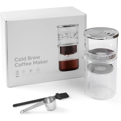 Cafetière à infusion froide de 300ml/10.15oz, pour l'extraction du thé et du café, goutteur en verre borosilicaté glacé transparent