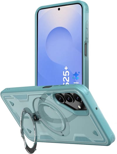 Hoesje Geschikt voor Samsung Galaxy S25 Plus - Armor hoes met Ringhouder - Arara backcover - Lake Blauw
