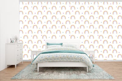Behang - Fotobehang Regenboog - Vlinder - Baby - Breedte 500 cm x hoogte 280 cm