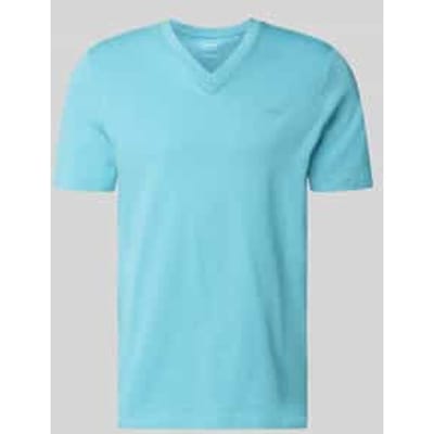 T-shirt van jersey met V-hals en logo-opdruk s.Oliver