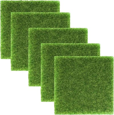 5x Mini Kunstgras Tegels Groen voor Tuin, Balkon en Decoratie (15x15 cm)