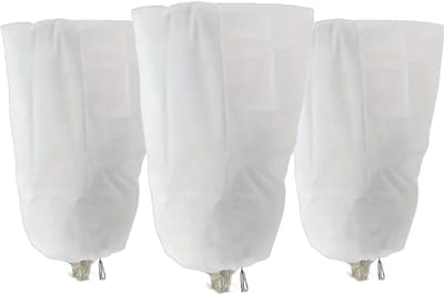 3 Plantenhoezen anti-vries met trekkoord 80x120cm 70g/m² - beige - Beschermt tegen vorst & wind - Luchtdoorlatend - Met handig trekkoord