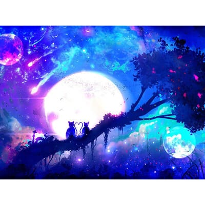 Foret rond complet 5D bricolage diamant broderie lune amoureux diamant peinture point de croix strass 20X30CM blue