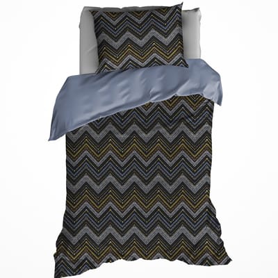 De Witte Lietaer Dekbedovertrek Sioux Blue Grey - Eenpersoons - 140 x 200/220 cm - Katoen Flanel