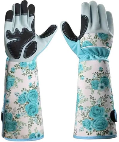 Oneay Tuinhandschoenen voor dames - Ademende en comfortabele lange leren tuinhandschoenen, robuuste armbeschermers speciaal ontworpen voor het snoeien van rozen en bramen (M)