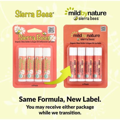 Mild By Nature, Sierra Bees™, Biologische Lippenbalsems, Shea Boter & Argan Olie, 4 Stuks, 4,25g (0,15 oz) Elk