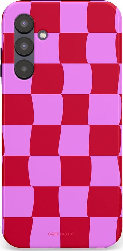 Casetastic hoesje geschikt voor Samsung Galaxy A25 - Dubbellaagse bescherming - Dansend Ruitje - Fashion Case - Rood Lavendel Roze