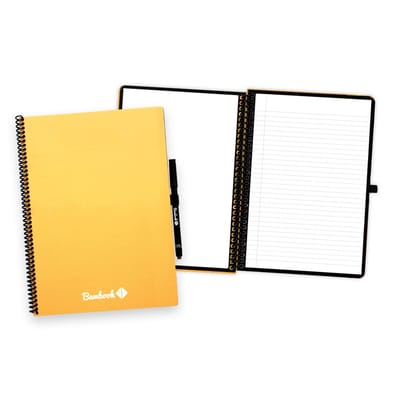 Bambook Colourful uitwisbaar notitieboek - Geel - A4 - Blanco & lined - Duurzaam, herbruikbaar whiteboard schrift - Met 1 gratis stift