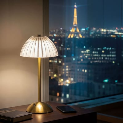Tafellamp 'Paris' Goud Metaal 31 cm – Dimbaar – 3 Lichtkleuren (Warm/Neutraal/Koel Wit) – Oplaadbaar via USB-C – Draadloos [12501]