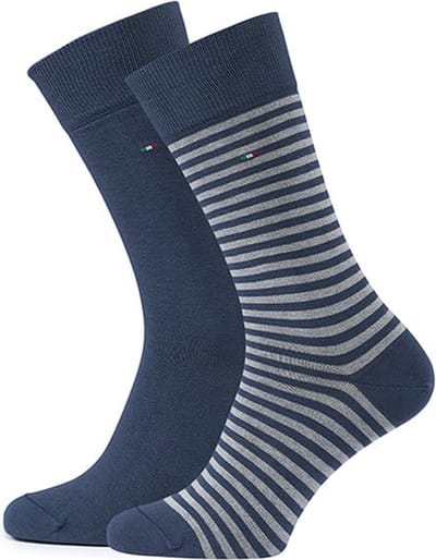 Carlo Lanza - 2-pack katoen sokken royalblauw/streep