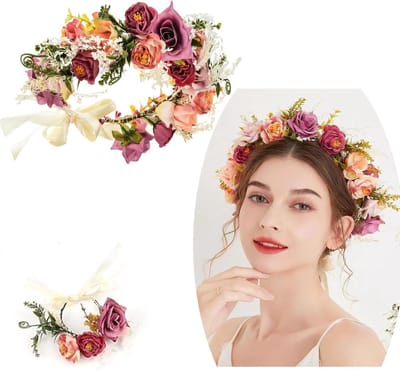 Prachtige Bloemenkrans voor Haar - Verstelbare Haarband met Kunstbloemen voor Bruiloft en Feestjes