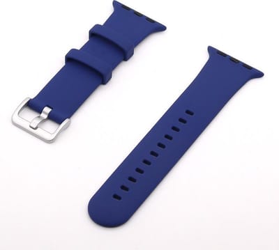 By Qubix - Geschikt voor Apple Watch bandje - Rubberen Siliconen sportbandje met gesp - Donkerblauw - Geschikt voor Apple Watch 38mm / 40mm / 41mm / 42mm - siliconen sport bandje - smartwatchbandje