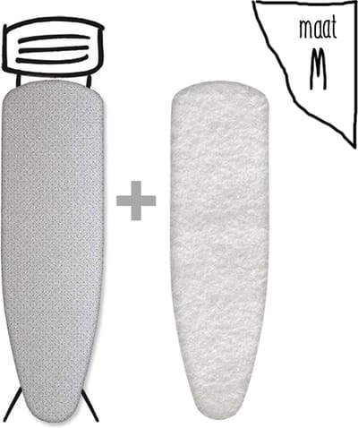 Leuke Strijkhoezen | Strijkhoes met Molton - Metallic Zilver - maat M - complete set