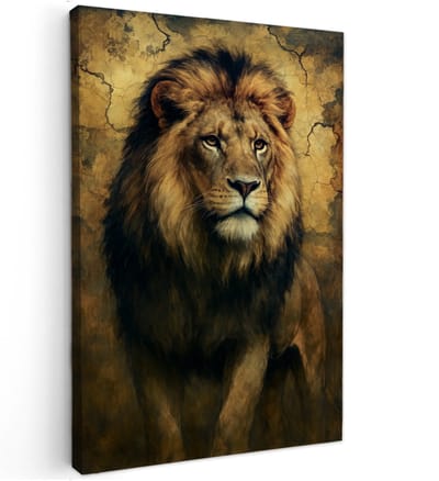 Canvas Schilderij - Lionheart – De Ziel van de Leeuw - 90x60 cm - Moderne kunst - Huis decoratie woonkamer - Keuken muur schilderijen - Wanddecoratie accessoires - Kamer interieur