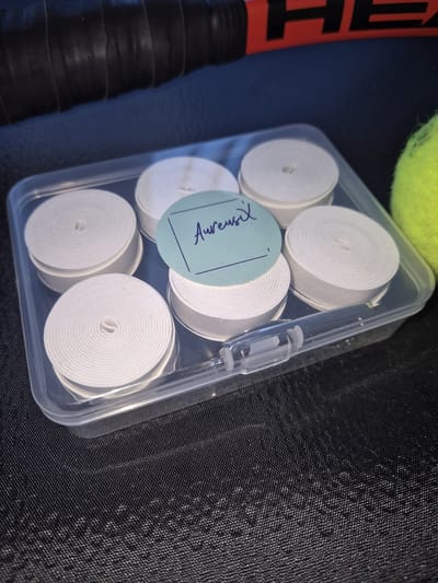 AureusX - Extra Lange Overgripjes - Inclusief Doosje en Schaartje - Tennis - Badminton - Padel - Tennisracket - Anti-slip - Overgrip - Comfort - Wit
