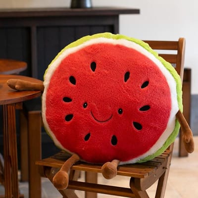 45cm Cartoon Lange Benen Watermeloen Pluche Pop Kussen Rode Ronde Watermeloen Fruit Pluche Speelgoed Huisdecoratie Cadeau Voor Kinderen about 45cm red