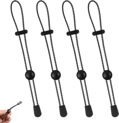 4 stuks - Rugzak wandelstok houder - koord voor bergbeklimmen - verstelbaar elastisch koord - voor wandelen, trekking, bergbeklimmen en outdooractiviteiten - 20cm - zwart