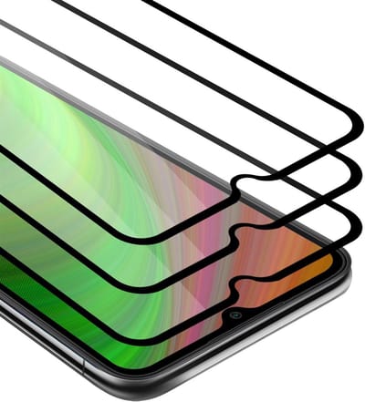 Cadorabo 3x Screenprotector geschikt voor Xiaomi RedMi 9C Volledig scherm pantserfolie Beschermfolie in TRANSPARANT met ZWART - Getemperd (Tempered) Display beschermend glas in 9H hardheid met 3D Touch