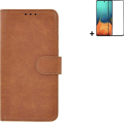 MoDo hoesje Geschikt voor Samsung Galaxy A53 5G - Kunstleer Book Case - Bruin hoesje met full screenprotector