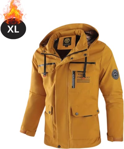 Bovista Windjas Voor Heren - Windjack - Waterdicht - Jas Met Capuchon - Outdoorjas - Volwassen - Geel - Maat XL